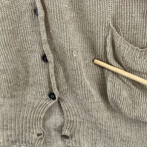 EILEEN FISHER Sweater Small Linen Cardigan Vest Button Front Sleeveless Beige - Picture 12 of 14